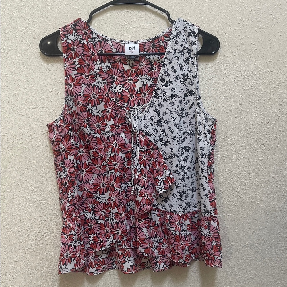 CAbi Floral Tank Top - Red and White